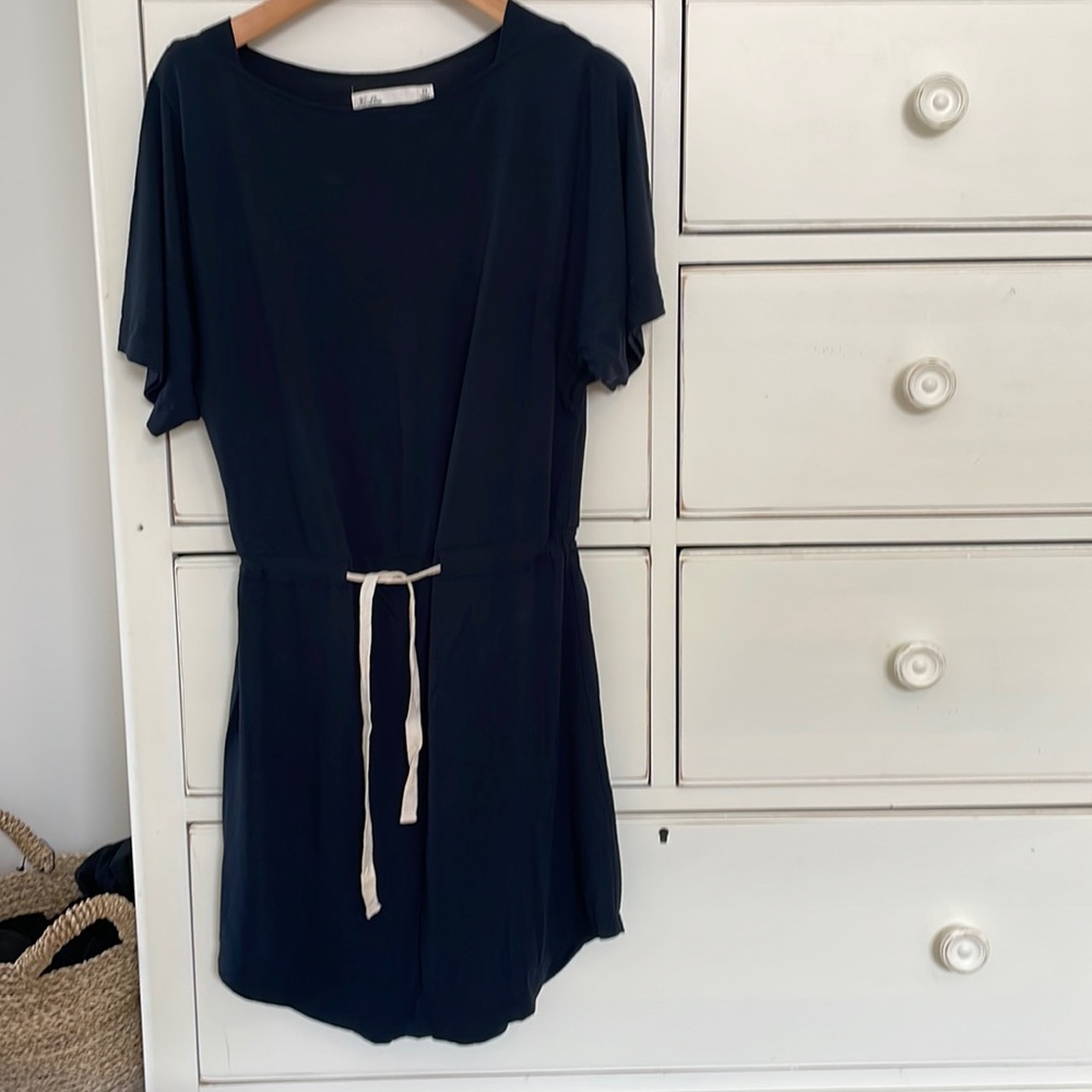 hi-line navy knit shirt dress